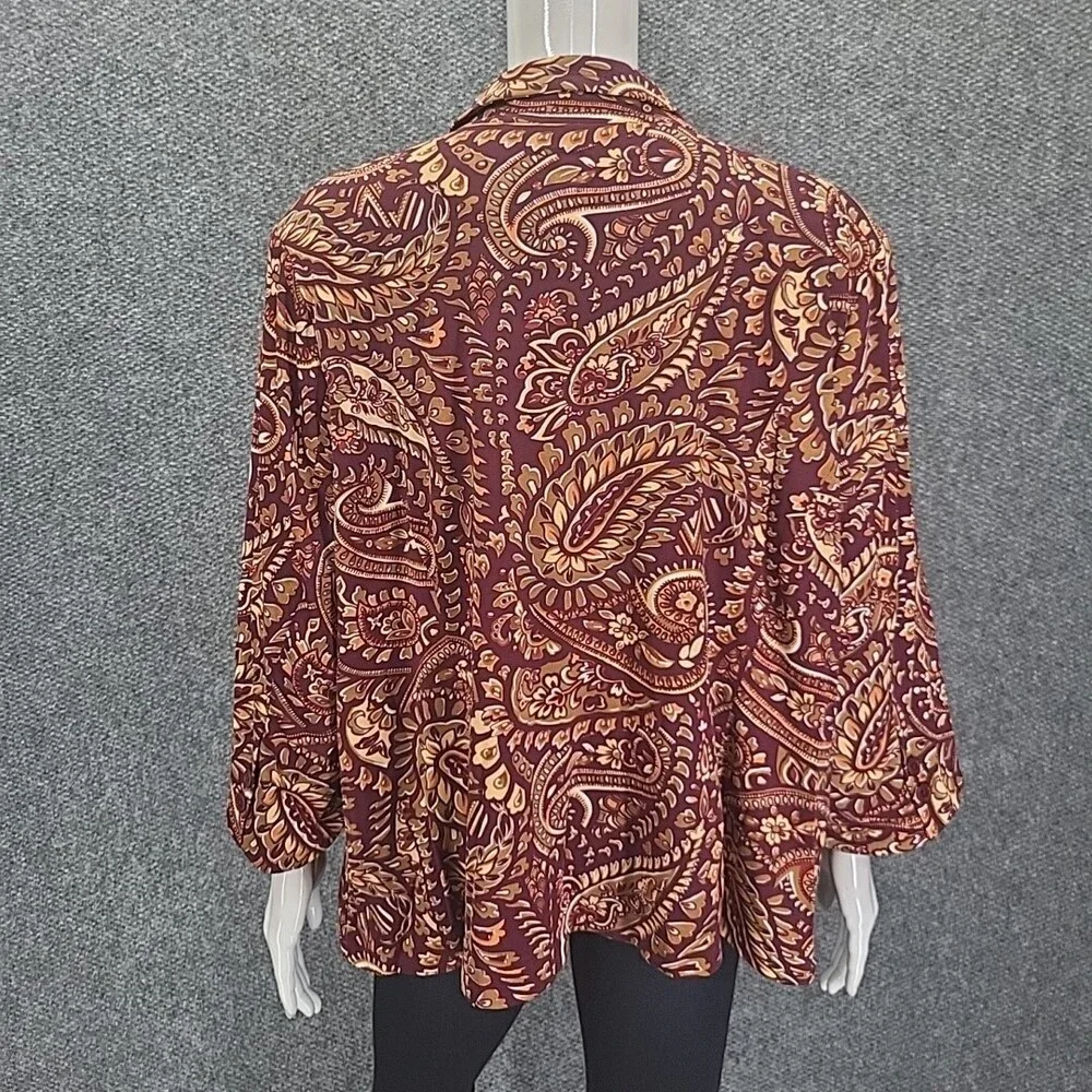 Joan Rivers Paisley Jersey Knit 3/4 Sleeves Blazer w Pockets 3X Plus Size Jacket